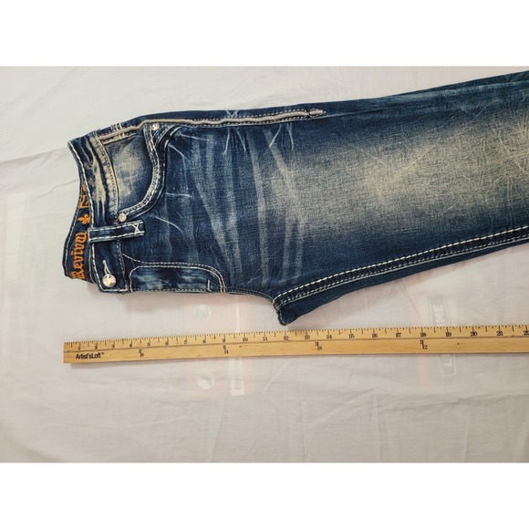 Rock Revival Rosalie Skinny Jeans Womens 28 Embellished Rhinestone Pockets - Picture 11 of 14